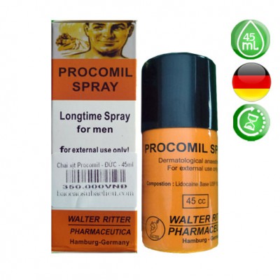 Chai xịt Procomil Spray 45ml - kéo dài thời gian quan hệ cực lâu với Lidocaine 10g sản phẩm của Đức