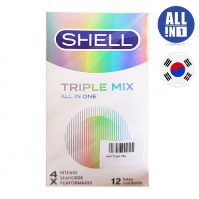 Bao cao su Shell Trip Mix siêu mỏng 0.04mm - gân gai - kéo dài thời gian 9% benzocaine- hộp 12 cái.