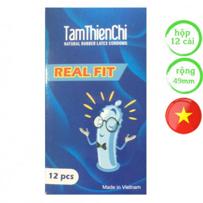 Bao cao su Tâm Thiện Chí Real Fit hộp 12 cái size nhỏ 49mm