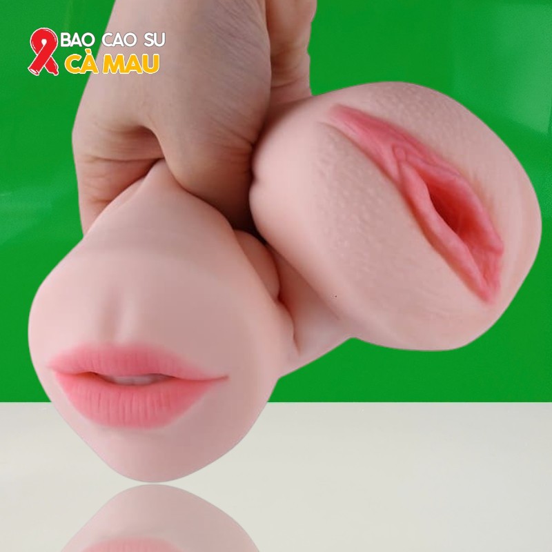 Âm Đạo Giả Cầm Tay 2 Đầu – Hình Miệng Và Âm Đạo Silicone Siêu Mềm, Co Giãn Tốt Tại Bao Cao Su Cà Mau
