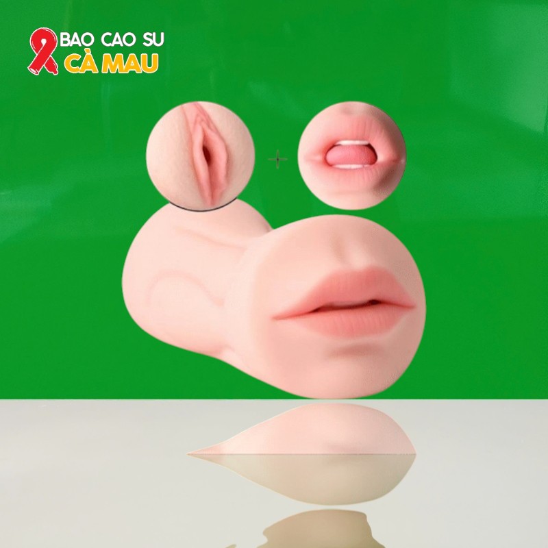 Âm Đạo Giả Cầm Tay 2 Đầu – Hình Miệng Và Âm Đạo Silicone Siêu Mềm, Co Giãn Tốt Tại Bao Cao Su Cà Mau