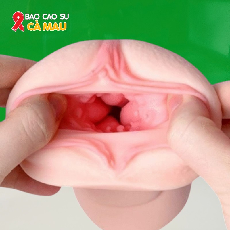 Âm Đạo Giả Cầm Tay 2 Đầu – Hình Miệng Và Âm Đạo Silicone Siêu Mềm, Co Giãn Tốt Tại Bao Cao Su Cà Mau
