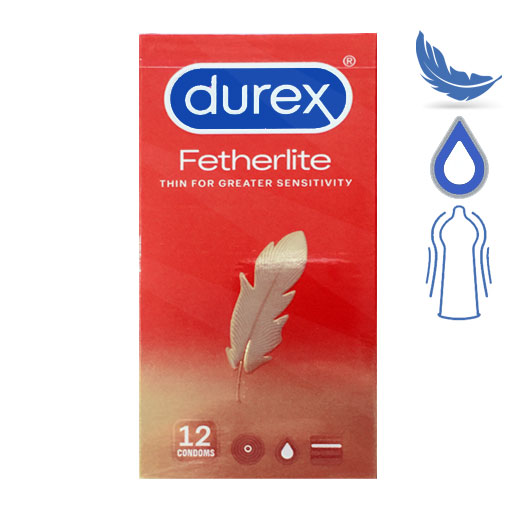 Bao cao su Durex Fetherlite chính hãng siêu mỏng ôm khít tăng khoái cảm với kiểu dáng Easy On hộp 12 cái