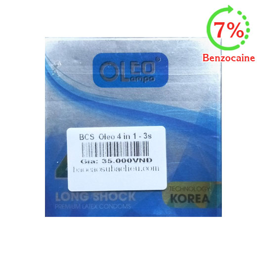 Bao cao su Oleo Long Shock 4 in 1 có gân gai - kéo dài thời gian với 7% benzocaine