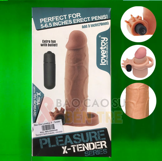 Bao đôn dên Lovetoy Pleasure X-Tender có rung tăng kích cỡ và chiều dài dương vật thêm 5.5cm