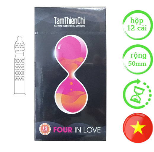 Tâm Thiện Chí Four In Love có gân - gai - kéo dài thời gian 7% benzocain hộp 12 cái