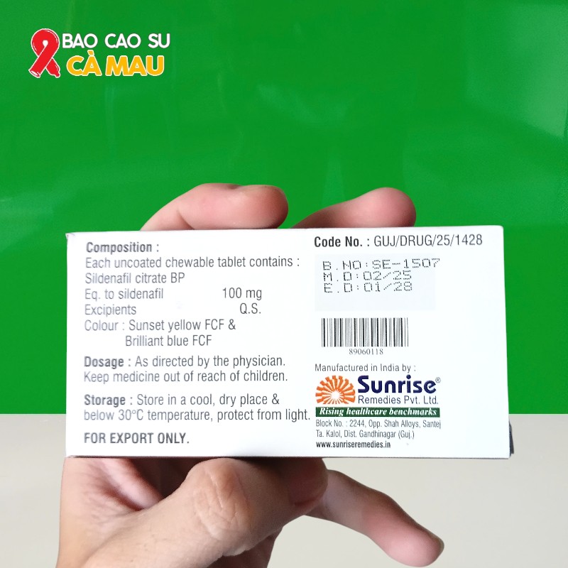 Chocogra Chewable 100mg – Kẹo Nhai Cường Dương Vị Sô Cô La Chính Hãng Tại Bao Cao Su Cà Mau