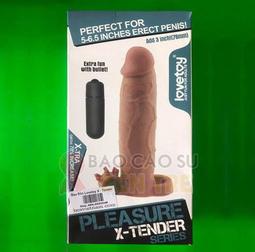 Bao đôn dên Lovetoy Pleasure X-Tender có rung tăng kích cỡ và chiều dài dương vật thêm 5.5cm