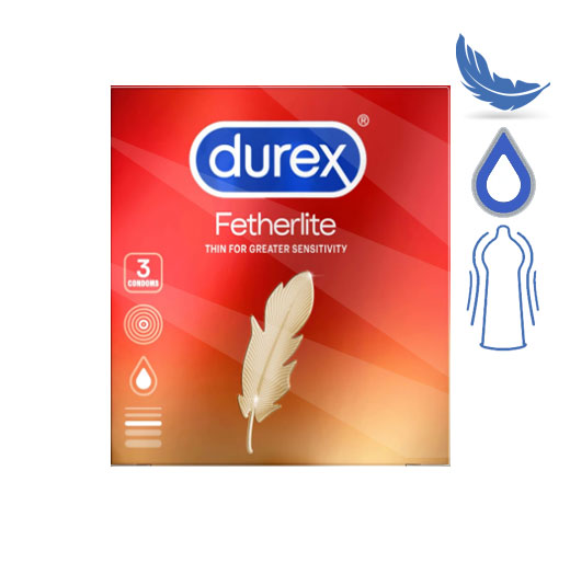 Bao cao su Durex Fetherlite hộp 03 cái - siêu mỏng ôm khít tăng khoái cảm với kiểu dáng Easy On độc quyền