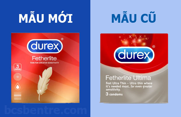 Bao cao su Durex Fetherlite hộp 3 cái mẫu cũ và mẫu mới - Bao cao su Bến Tre