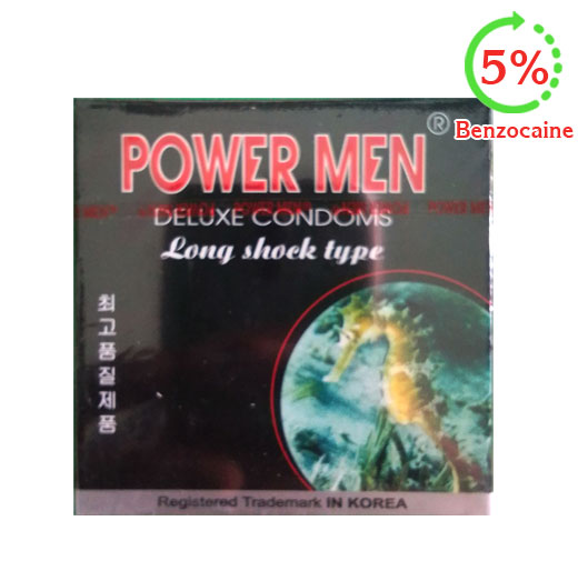 Powermen cá ngựa Long Shock type 489 điểm nổi - 6 gân chìm - kéo dài thời gian 5% benzocaine hộp 03 cái