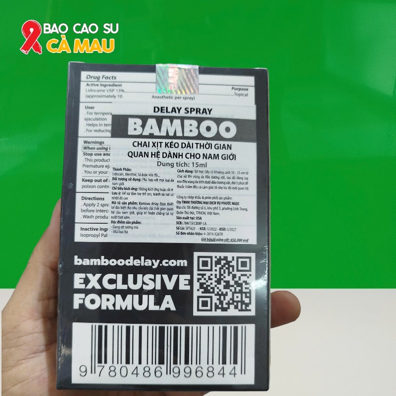Thuốc Xịt Bamboo Black Power Chính Hãng Của Mỹ Kéo Dài Thời Gian Cho Nam Tại Bao Cao Su Cà Mau
