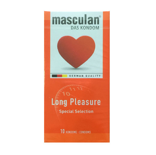 Bao cao su Masculan Long Pleasure có gân gai - hương dâu - kéo dài thời gian của Đức hộp 10 cái