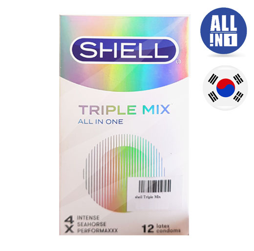 Bao cao su Shell Trip Mix siêu mỏng 0.04mm - gân gai - kéo dài thời gian 9% benzocaine- hộp 12 cái.