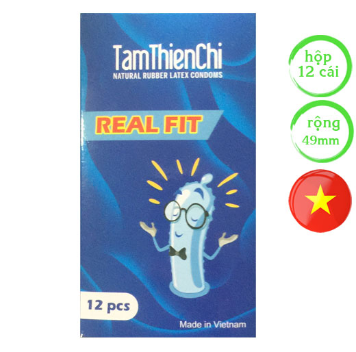 Bao cao su Tâm Thiện Chí Real Fit hộp 12 cái size nhỏ 49mm