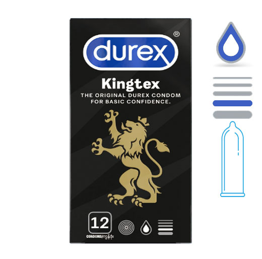 Bao cao su Durex Kingtex size 49mm hộp 12 cái - Trơn ôm khít - gel bôi trơn silicone