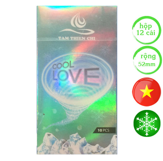 Bao cao su Tâm Thiện Chí Cool Love mỏng 004mm mát lạnh bạc hà hộp 10 cái